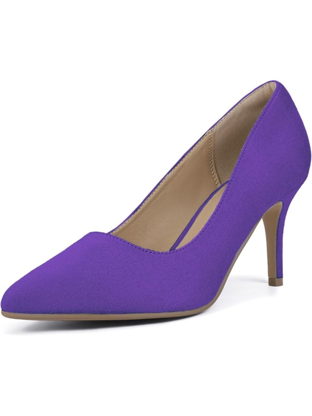 Women's Purple Suede Stiletto Pointed Closed Toe High Heels Pumps Shoes